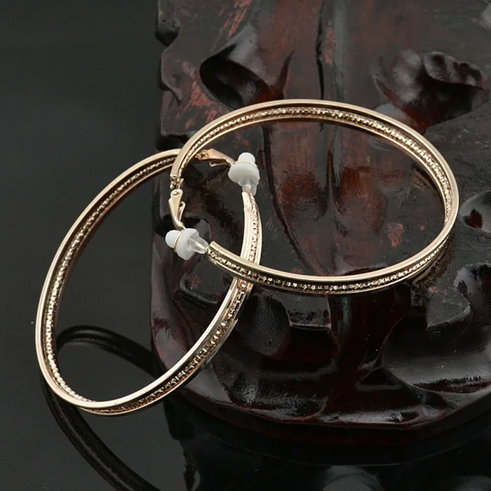 rose gold clip 6cm Женские серьги на клипсах, без пирсинга, для ночного клуба, диджея, большой круг, розовое золото, серебро, модные ювелирные изделия, серьги - Окраска металла: rose gold clip 6cm