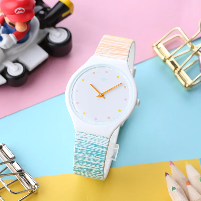 Часы Swatch кожи серия элегантных и свежий кварцевые Мужской женский таблицы