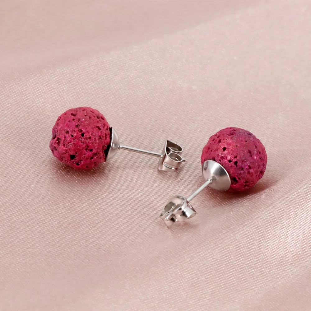 Nature Lava Stone Beads Earrings Aromatherapy Earring Stainless Steel Perfume Jewelry Gifts For Women Girls Decoration | Украшения и