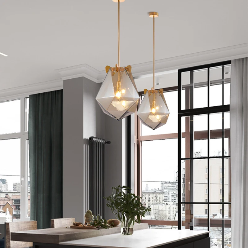 Современный минималистичный многогранный креативный дымчато серый стеклянный