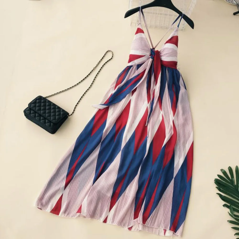 Спагетти ремень платье Для женщин летние каникулы качели Vestidos Сексуальная