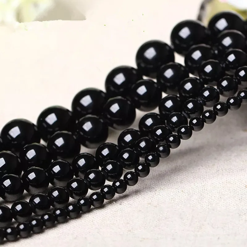 Оптовая Продажа AAA + натуральный черный камень: агат бусины для самостоятельного