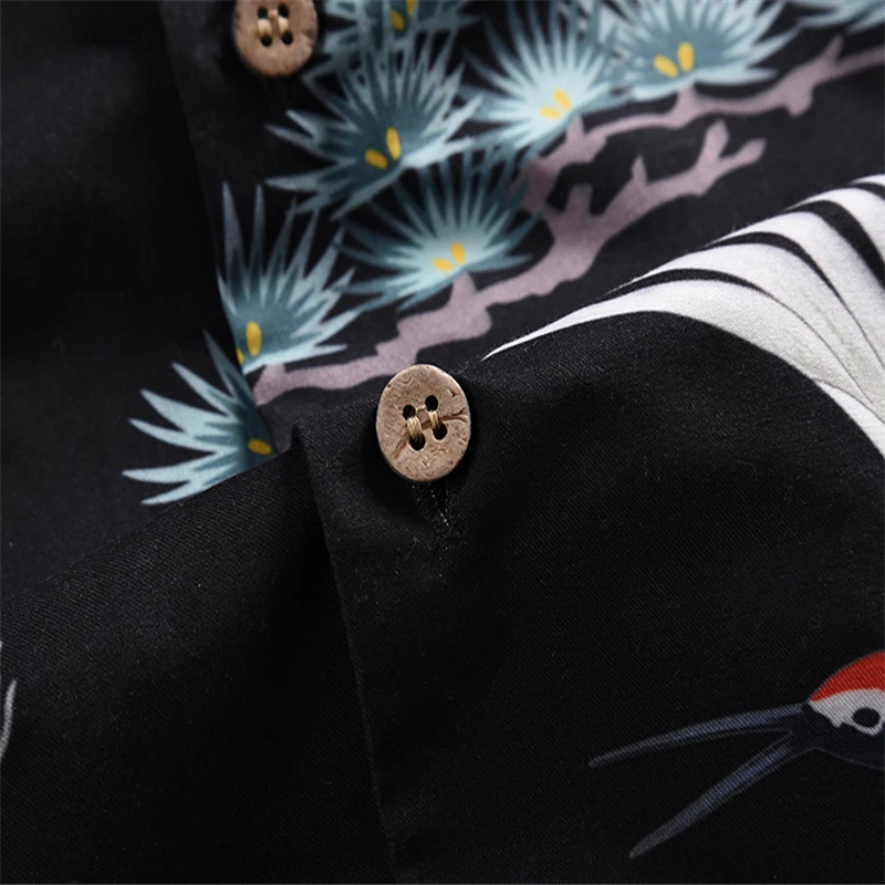 Mr.1991INC Мужская гавайская рубашка мужская повседневная camisa masculina китайский стиль цветочные рубашки с красным коронованным краном принт chemise homme
