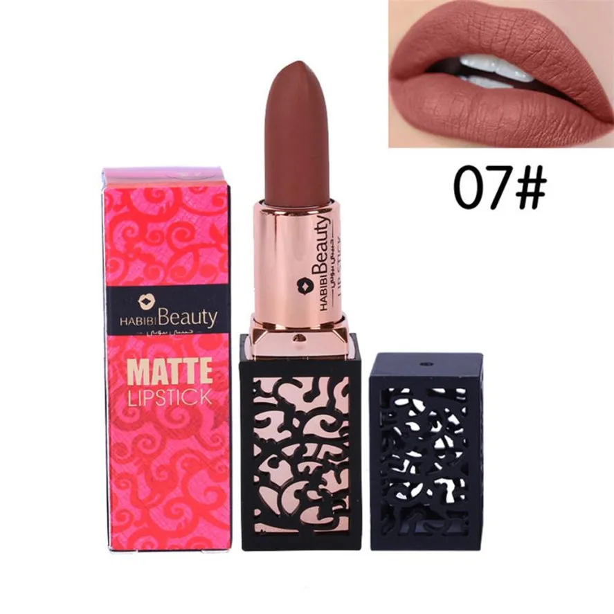 Новинка, стойкая матовая губная помада HABIBI BEAUTY, 1 шт., помада, косметика для женщин, сексуальные губы, матовый стойкий блеск для губ, вечерние, красивый макияж - Цвет: 07