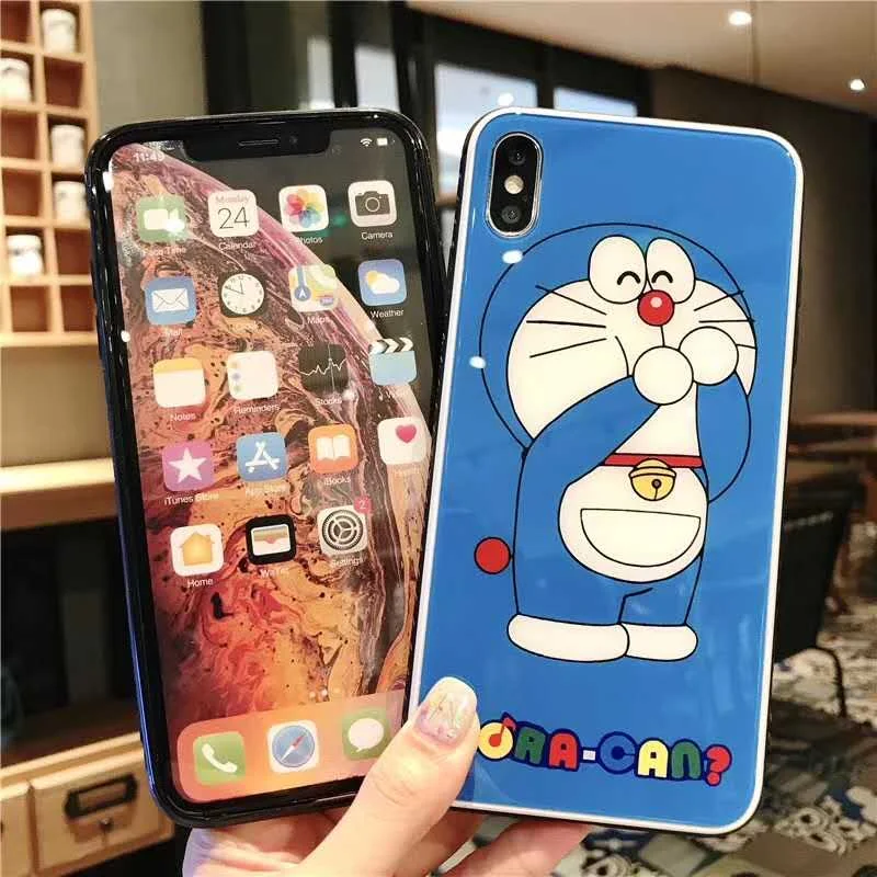 Мягкий силиконовый чехол с закаленным стеклом и белыми краями в стиле аниме для