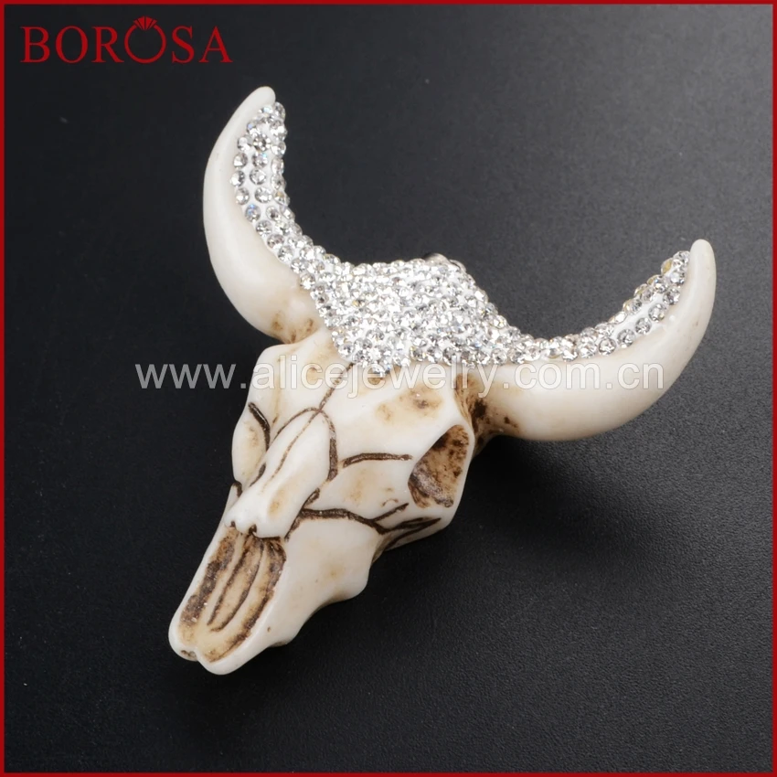 Borosa Druzy ювелирных изделий Longhorn Смола druzy кулон рога крупного рогатого скота bull