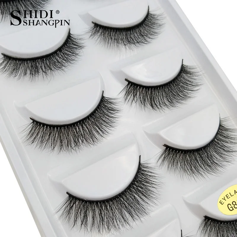 G805 SHIDISHANGPIN, 1 коробка, норковые ресницы, натуральные, длинные, 3d, норковые ресницы ручной работы, накладные ресницы, пластиковые, хлопковые, стебли, полные полосы, ресницы G8 - Цвет: G805