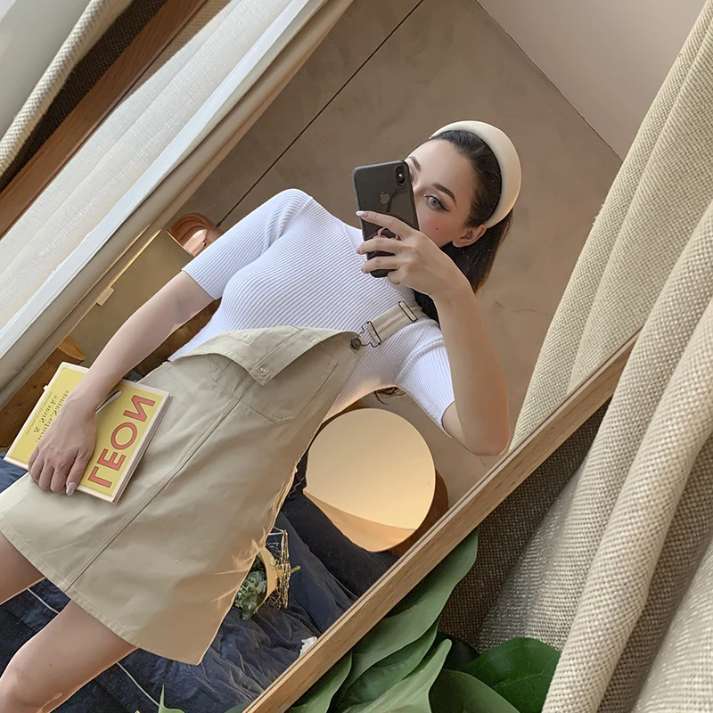 Джинсовый комбинезон женское летнее платье на бретельках короткое с