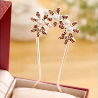 Модный жемчужный цветок волосы расчесывают шпилькой Kanzashi аксессуары для женщин девочек булочки заколки шпильки Инструменты для укладки головные уборы украшения - Цвет: 17