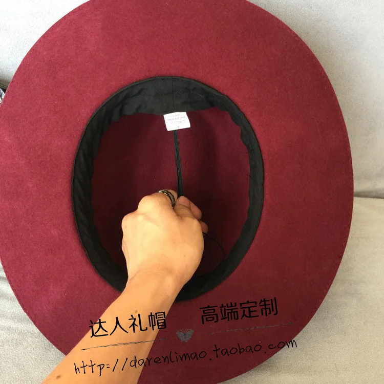 Sir Abnormity hat stitching wine red wool leather cap female | Аксессуары для одежды