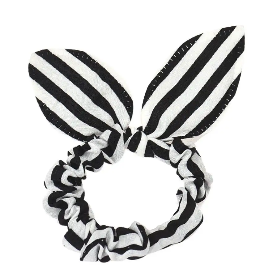 1PC Rabbit Ears Stripes Hair Ring Cute Girl Women Beauty Levert Dropship 3AP17 | Красота и здоровье