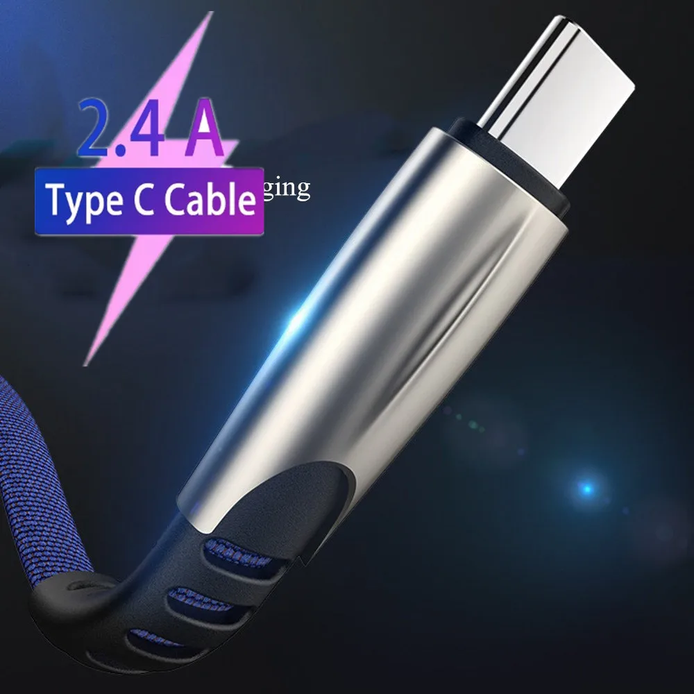 2.4A металлический корпус разъем типа C USB кабель для Samsung A50 S10 Huawei P20 Lite P30 Mate 20 Pro Honor 10
