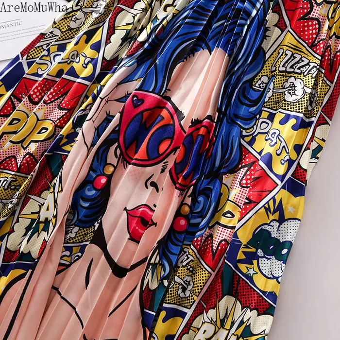 Женская плиссированная юбка AreMoMuWha Длинная летняя с принтом в Европейском стиле