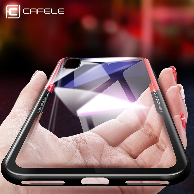 CAFELE Tempered Glass Back Case For iPhone X 10 XS Soft TPU + Ultra Thin Transparent Cover Apple |
