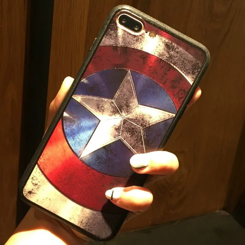 3D Рельеф Живопись чехол для iPhone X 8 7 плюс 6 6s TPU + PC Coque Супермен Человек-паук Капитан
