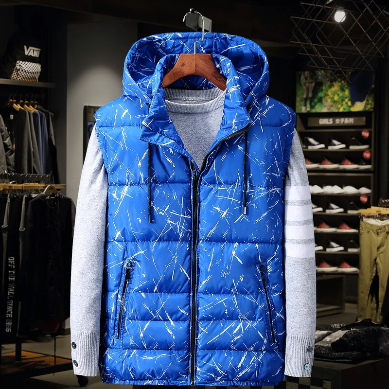 6XL 8XL 10XL модный жилет с капюшоном мужской утепленный хлопковой подкладкой мужская