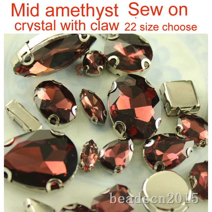 Пришивные D коготь Средний Аметист каплевидные/овальные/прямоугольные/наветовые