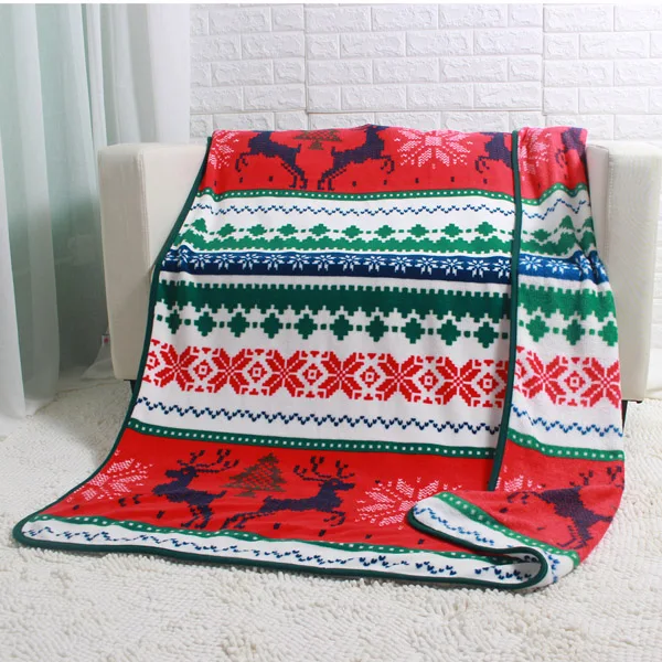 1 layer no bag Коралловый флис шерпа красная плоская простыня Снежный олень теплый рождественский подарок Диван ТВ плед 127X152 см 50x60 дюймов - Цвет: 1 layer no bag