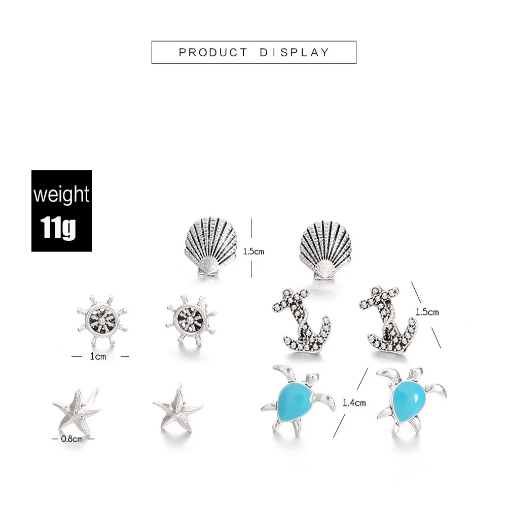 Женские серебряные серьги в форме черепахи якоря колеса обозрения аксессуары B428