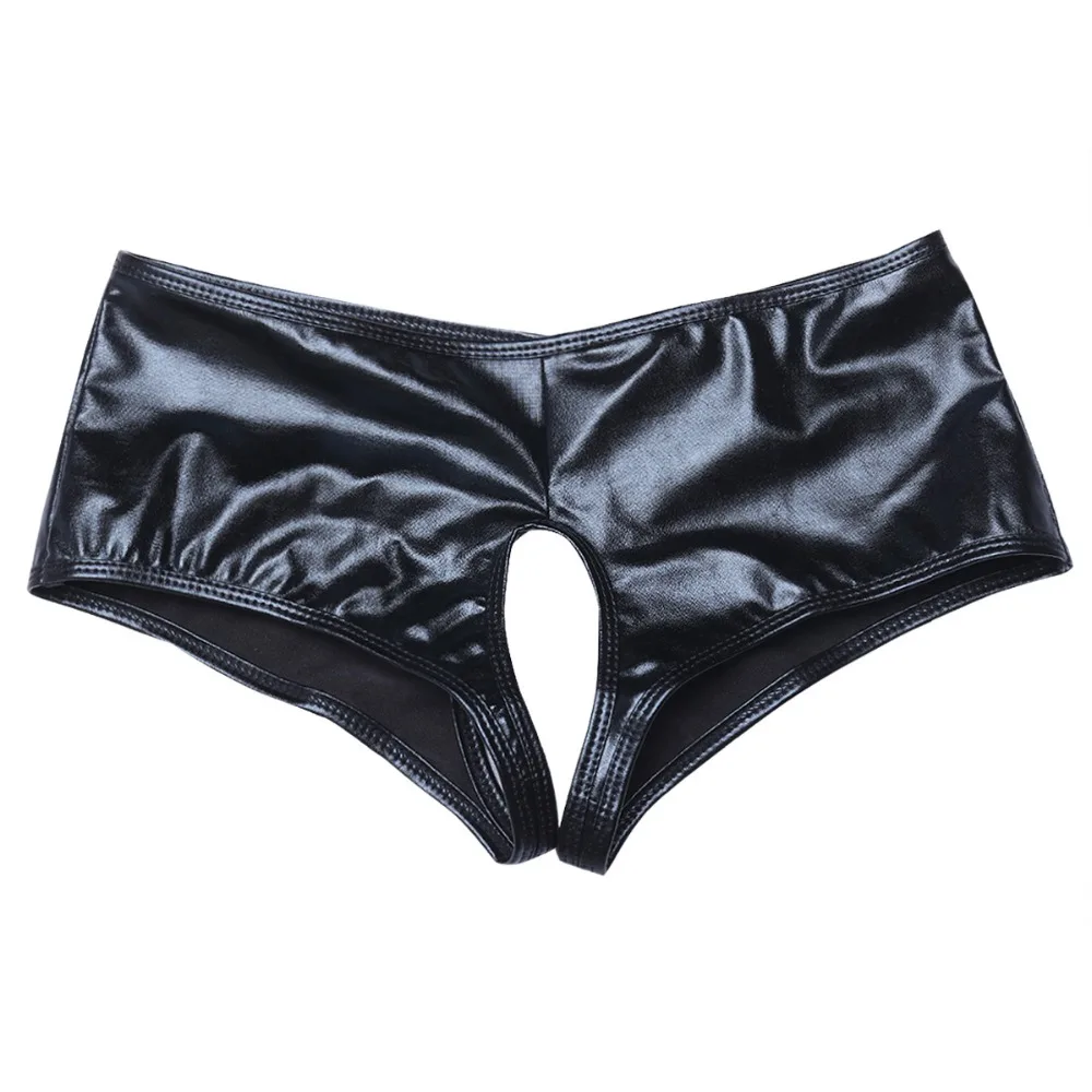Iiniim, Горячая Клубная одежда, женское нижнее белье, Wetlook, искусственная кожа, с вырезами, открытая попа, сексуальные трусики, бикини, короткое нижнее белье, трусы