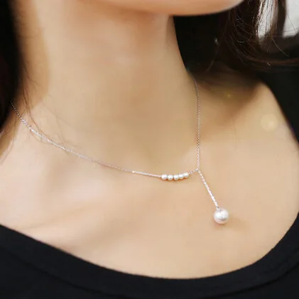 

Korean jewelry temperament sweet accessories imitation pearl necklace female clavicle fine chain Statement Necklace Csgo