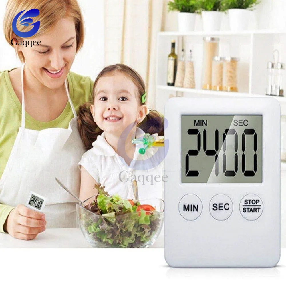 Супер тонкий большой цифровой ЖК экран кухонный таймер квадратный будильник