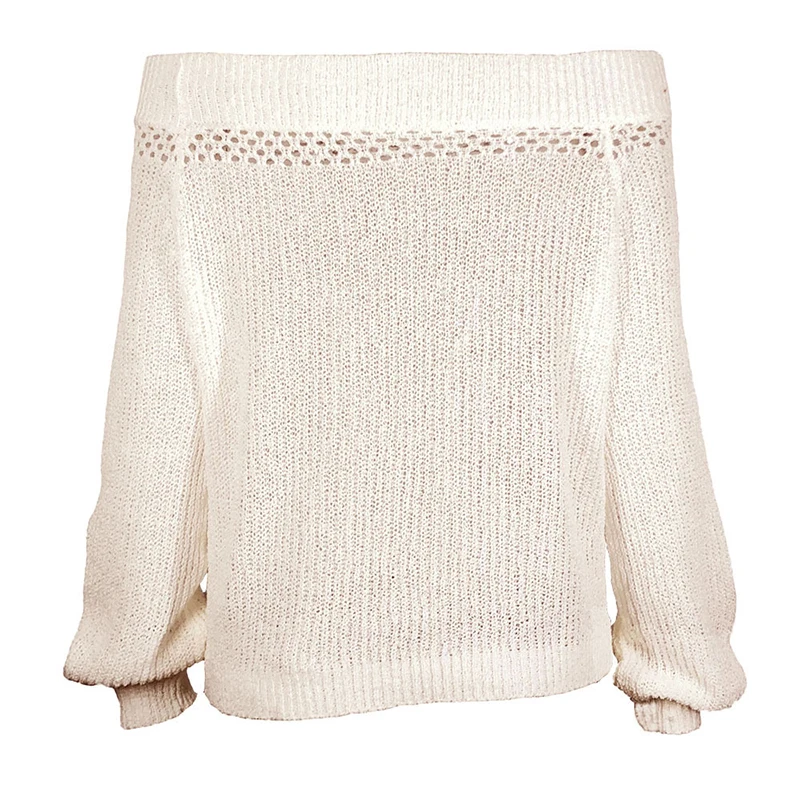 Fitshinling Korean knitted sweaters fashion 2018 women autumn clothing lantern sleeve off shoulder sweater ladies sexy jumpers | Женская