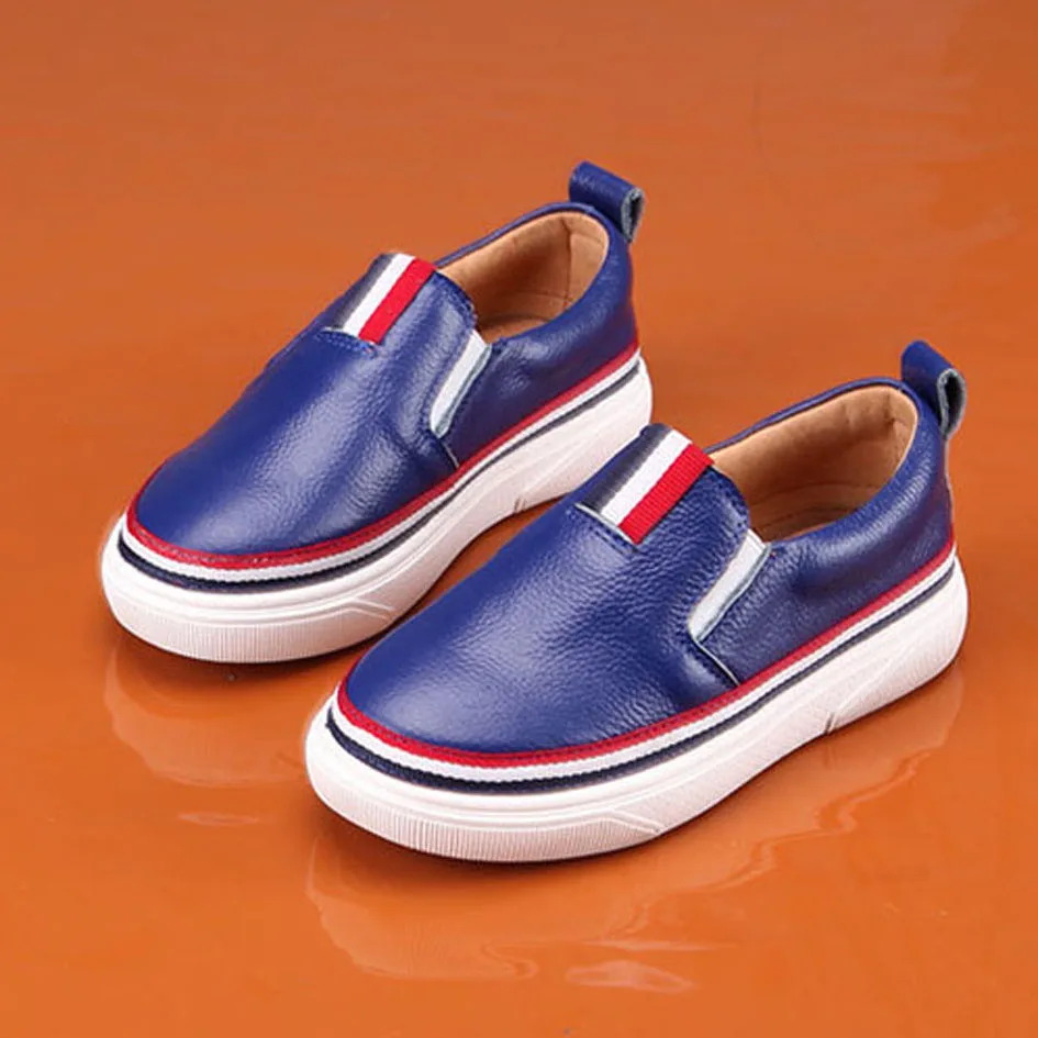Натуральная Кожа Мальчиков Мокасины 2017 Люкс Скольжения на Детей Кожаные Ботинки