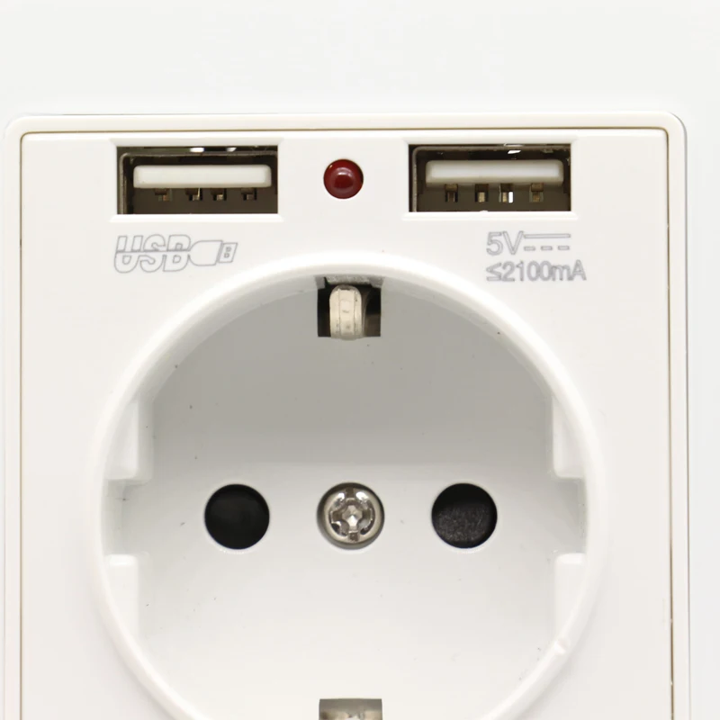 Настенное зарядное устройство с двумя USB портами 2 1 А|dual wall socket usb|panel pcpanel |