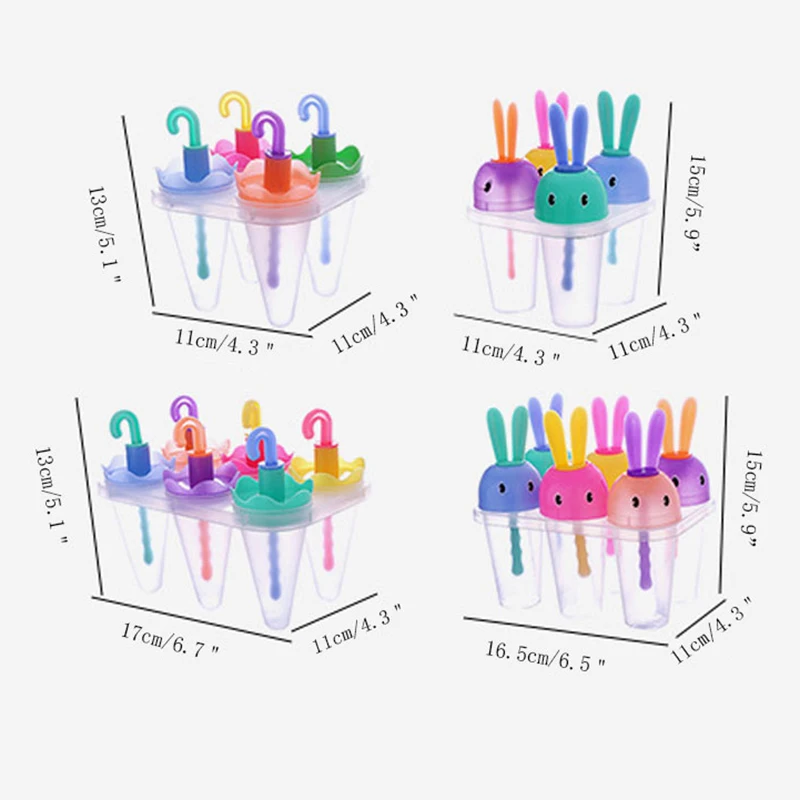 Eco-friendly Plastic Rabbit Umbrella Ice Cube Maker Cartoon DIY Homemade Cream Popsicle Mould Summer Accessory |