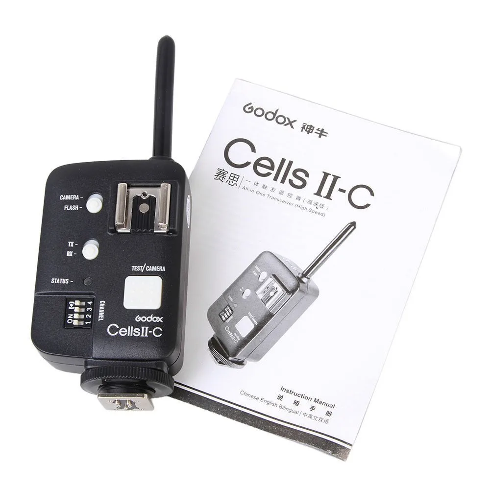 2 шт Godox Cells II Cells II-C 1/8000s беспроводной комплект триггера вспышки для Canon 6D 7D 5D2 5D3 60D 70D 650D