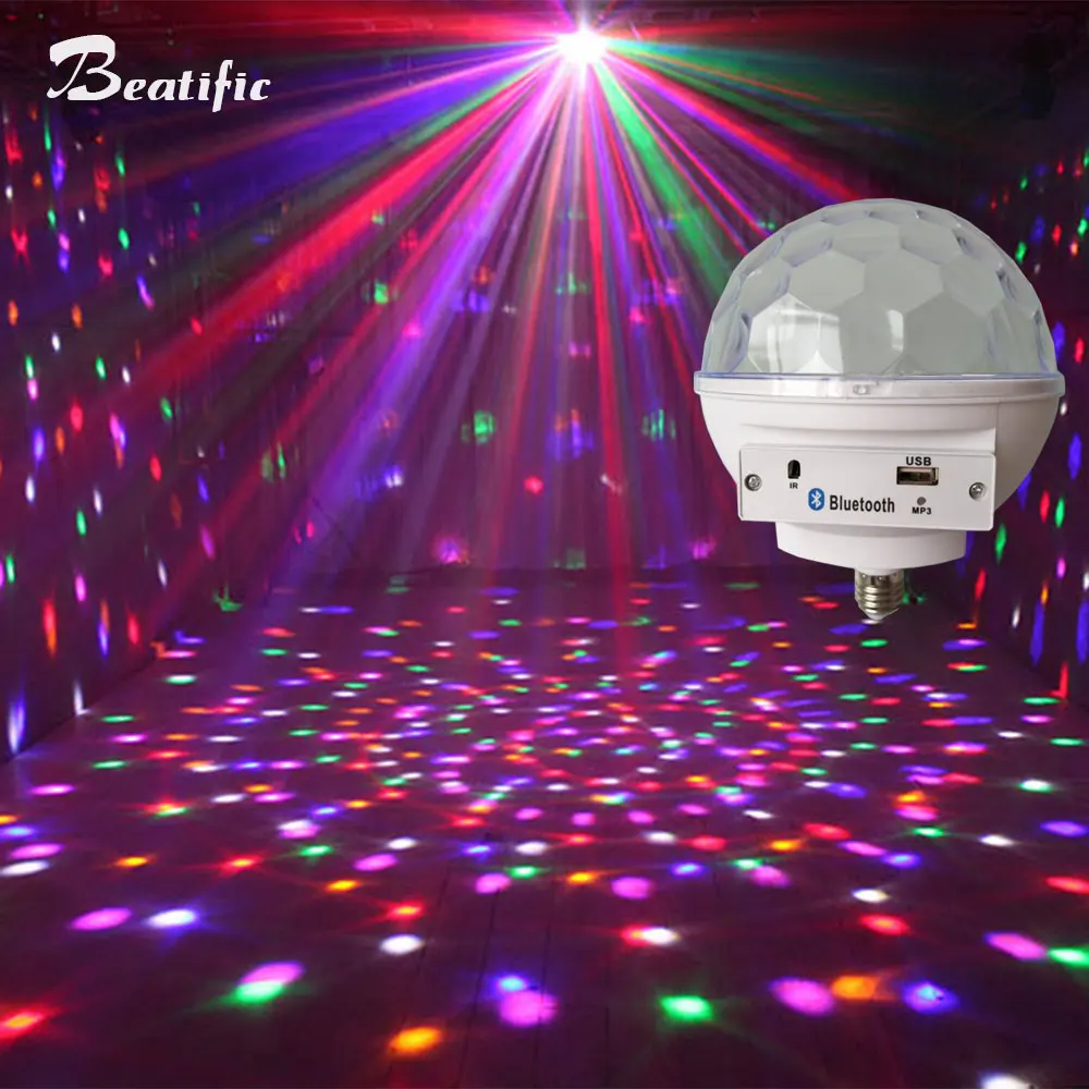 RGB светодиодный диско-светильник для дома E27 лампа Настольный звук Bluetooth музыкальный центр USB плеер с динамиком волшебный шар звук вечерние светильник s