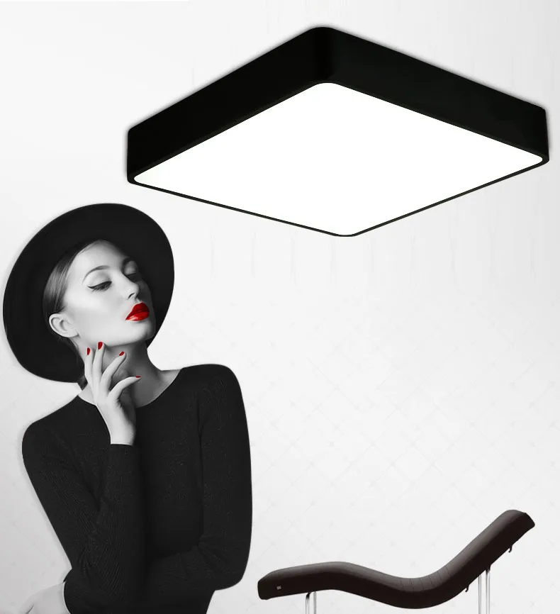 

Modern square LED panel surface mounted ceiling light White/Black bathroom AC110-240V luminarias para