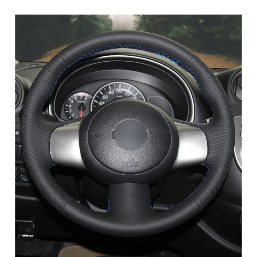 Черные чехлы на руль из искусственной кожи ручной работы для Nissan March 2010 2015 Sunny 2011