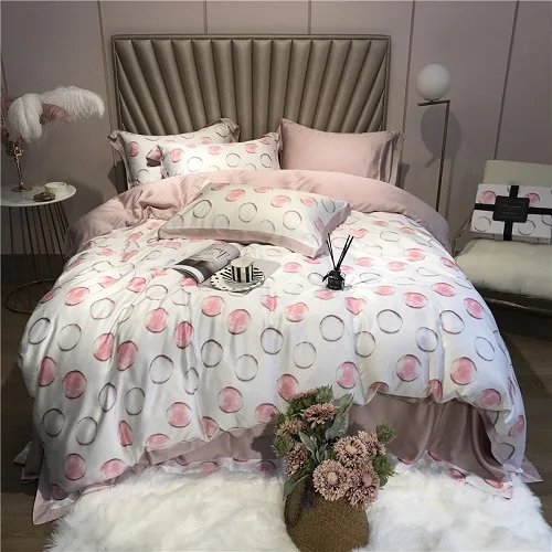 bedding set 14 Ropa de cama Tencel Silk, 4 шт., набор постельного белья KING QUEEN, роскошный пододеяльник, простыня, постельное белье dekbedovertrek - Цвет: bedding set 14