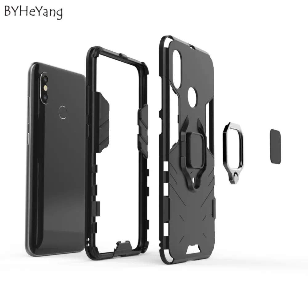 BYHeYang роскошный бронированный чехол для Xiaomi Mi 8 металлический кольцевой кронштейн