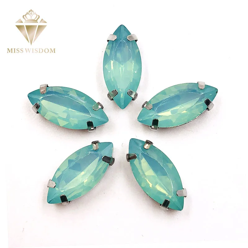 

HOT SALE Matt Olive green opal Horse eye sew on rhinestones flatback Resin Leaf shape loose rhinestones DIY garment Accessories
