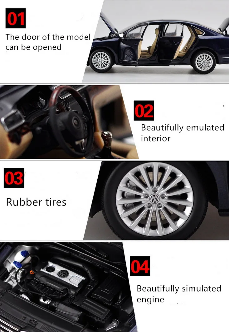 1/18 Масштаб Volkswagen VW Passat 2011 Синий литой под давлением модель автомобиля коллекция игрушек подарок