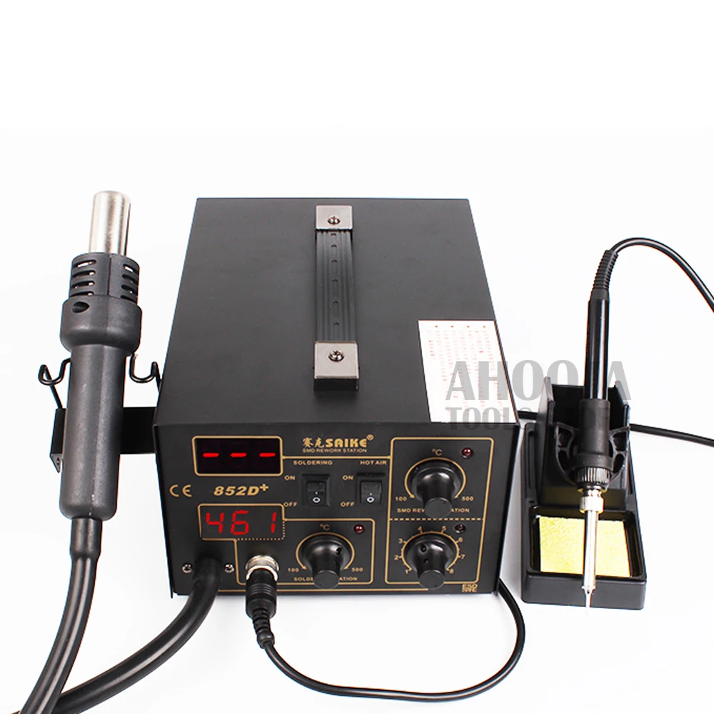 Паяльная станция SAIKE 852D + 2 в 1 SMD 220 В/110 В тепловой воздушный пистолет насос