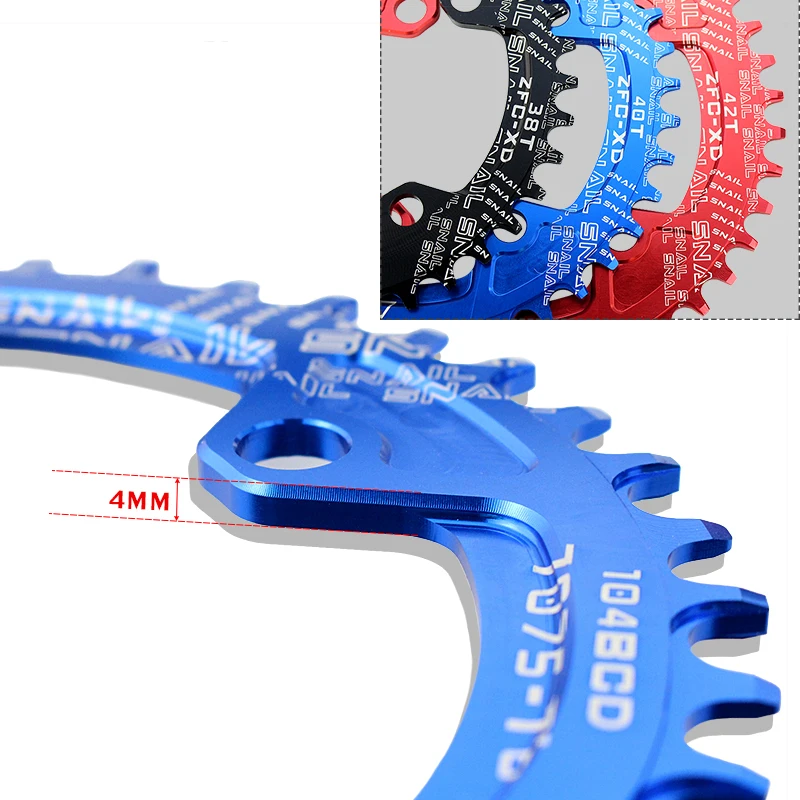 SNAIL 7075 T6 MTB Bike Circle шатунная пластина 104BCD Crank Round 38T 40T 42T Chainwheel Bike|bike chainring|narrow widenarrow wide