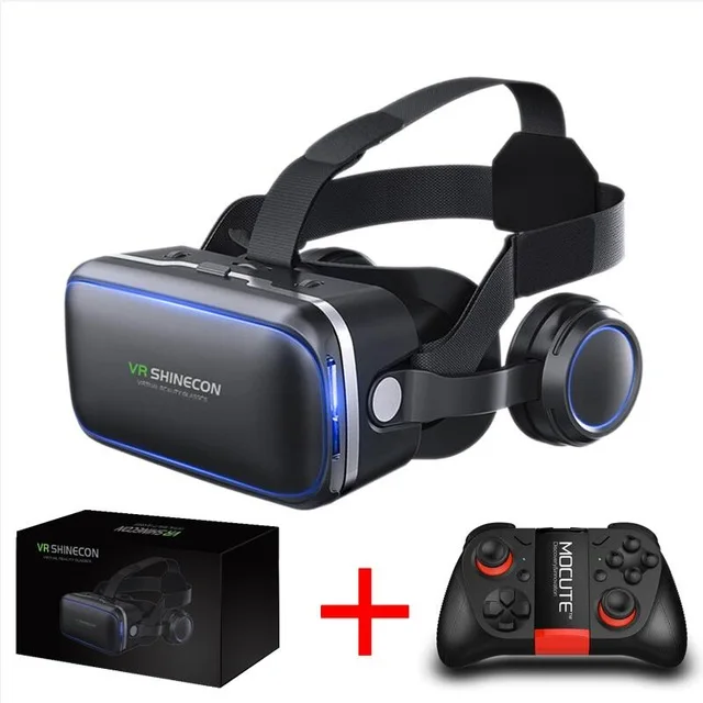 VR and Gamepad UZQi Shinecon 3 D VR коробка гарнитура Очки виртуальной реальности смартфон Стере картон шлем VR очки 3D очки для смартфона - Цвет: VR and Gamepad