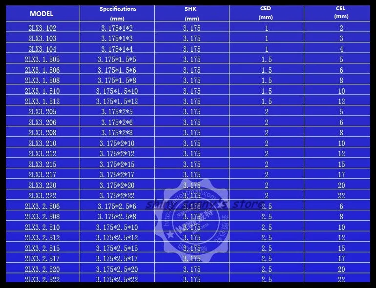 3.175x 8/10/12/15/17/20/22/25/28/30/32/42 мм двойная флейта спиральная Концевая мельница акрил ПВХ