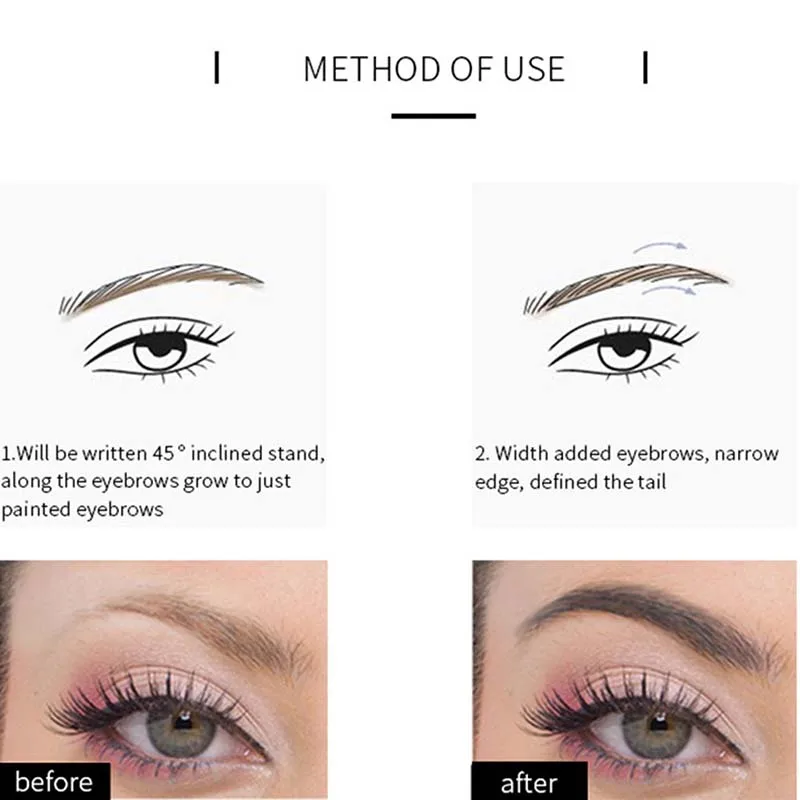 Тату ручка для бровей водостойкая с вилкой карандаш 4 насадками Жидкий Макияж