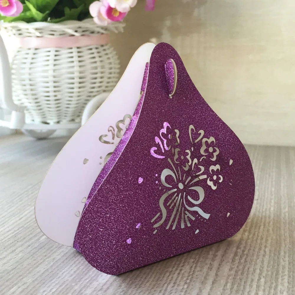 

100pcs/lot hot sale glitter gold silver paper party wedding box for candy chocolate decoration laser cut wedding favor box