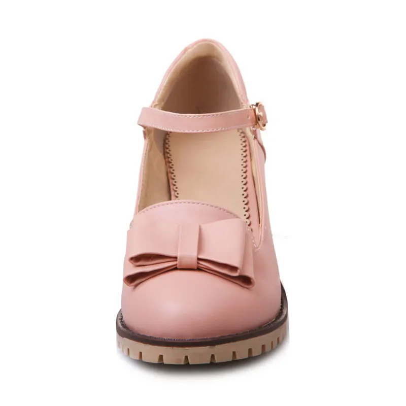 Недорогие туфли лодочки Fanyuan на высоком каблуке черные женские с милым бантом
