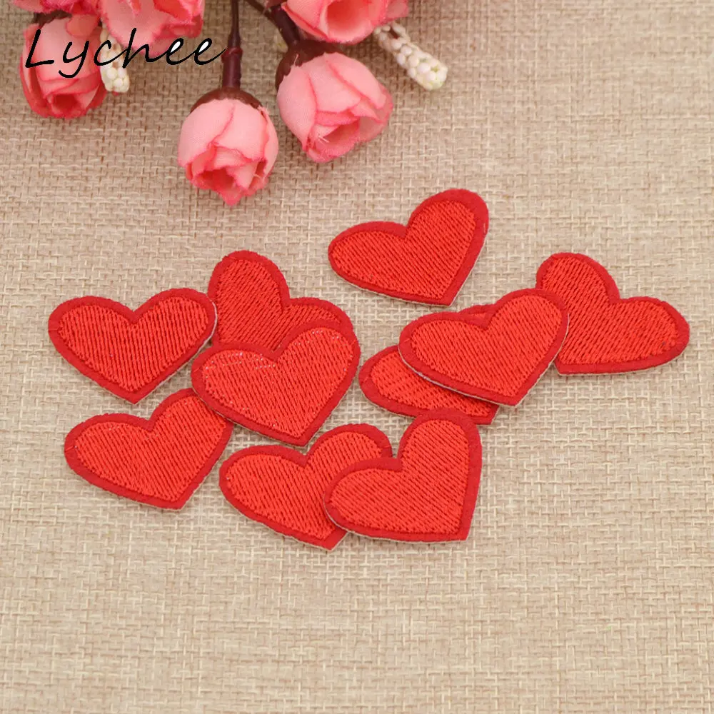 Lychee 10 шт. новинка вышивка красное сердце нашивка для школьных сумок джинсов