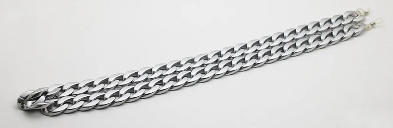SHAUNA Ретро 70 см очки цепи модные черные белые ремешки 37 г - Цвет: Matte Silver