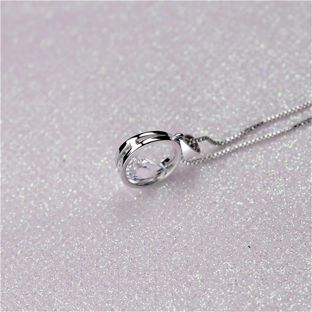 Роскошное Настоящее чистое серебро 925 пробы простая круглая подвеска ожерелье