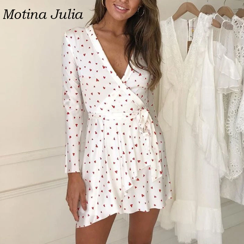 Motina Julia 2018 шикарное платье с принтом в виде сердца вечерние клубная одежда