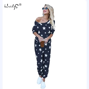 Осенне-зимний женский пижамный комплект с принтом звезд, мягкая удобная Пижама, домашний костюм, женская одежда для сна, топ и штаны, пижамный комплект